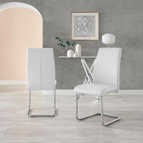 Furniturebox UK White Dining Chairs Set of 2 - Lorenzo Chairs for Dining Room Set of 2 - Premium Dining Room Furniture - Modern & Stylish