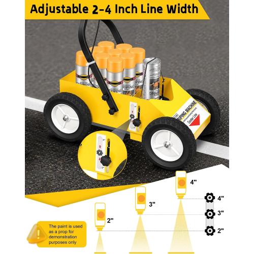 2395000 Heavy Duty High-Performance Striping Line Marking Machine, Parking Lot Striping Machine, Compatible with Professional Inverted Striping Spray Paint, 9.8 x 13 x 28.3, Yellow‼️needs heavy cleaning and missing piece‼️