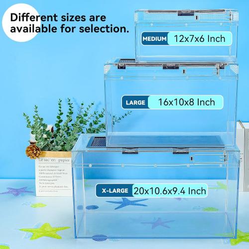 16x10x8 Inch Turtle Tank Kit A High-Definition Aquarium with Heating Lamp, Filter, Advanced Ventilation, High-Temperature Resistance, Complete Accessories for Turtle Habitat