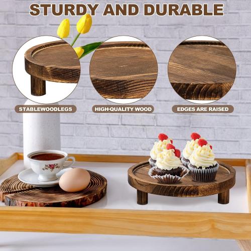 8PCS Wooden Risers for Display Wood Cake Stand for Party Round Food Risers for Buffet Wooden Holder Rustic Riser for Decor Tiered Tray Decor Home Kitchen (Rustic, 8 PCS (10, 8”, 6”, 5”))