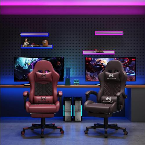 Gamtimer Gaming Chair,Computer Chair with Footrest and Lumbar Support,Breathable PU Leather,4D Lumbar Support and Headrest,360 Degree Swivel Chair with Adjustable Ergonomic Backrest for Adults