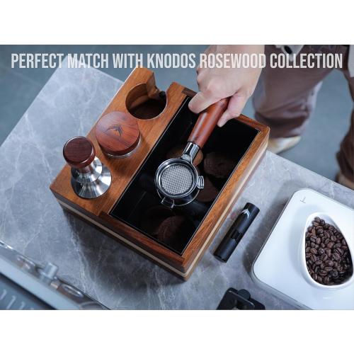 54mm Espresso Tamper for Breville Machine Rosewood KNODOS Auto Leveling, Double Spring Loaded Wooden 30LB Calibrated Coffee Tamper
