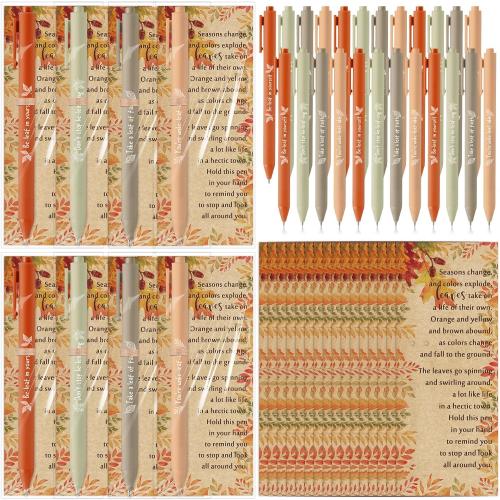 24 Sets Thanksgiving Gifts Bulk Thanksgiving Party Favors Fall Ballpoint Pen Autumn Greeting Thank You Poem Cards Motivational Fall Gifts for Coworkers Employee Teacher Women Friends