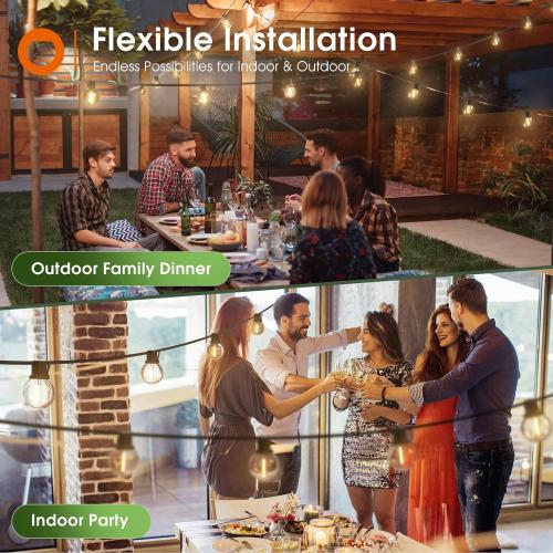 addlon 25FT Solar Powered Outdoor String Lights Waterproof with Remote, G40 Solar Powered String Lights with 13 LED Shatterproof Bulbs, 3 Light Modes, Dimmable Solar Lights for Outside Bistro Cafe