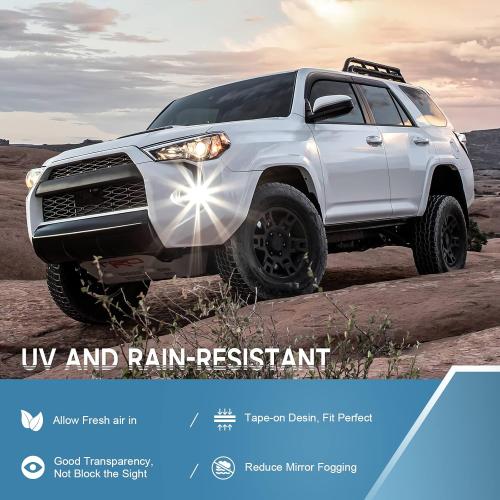 Rain Guards Fit for Toyota 4Runner 2010-2024, Durable Tape-on Window Deflectors, Wind Deflector Sun Guard, 2010-2024 4Runner Rain Guard, Black 4 pcs
