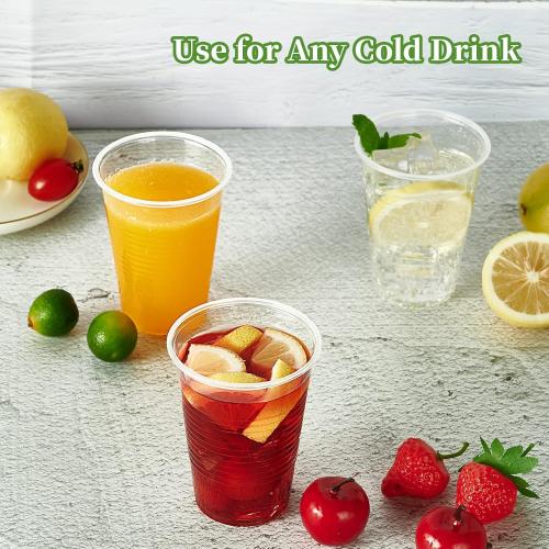 Vplus 120 Pack 24 OZ Clear Plastic Cups, Individually Wrapped PP Plastic Cups Disposable 24 OZ Drinking Glasses for Hotel Party Thanksgiving Christmas