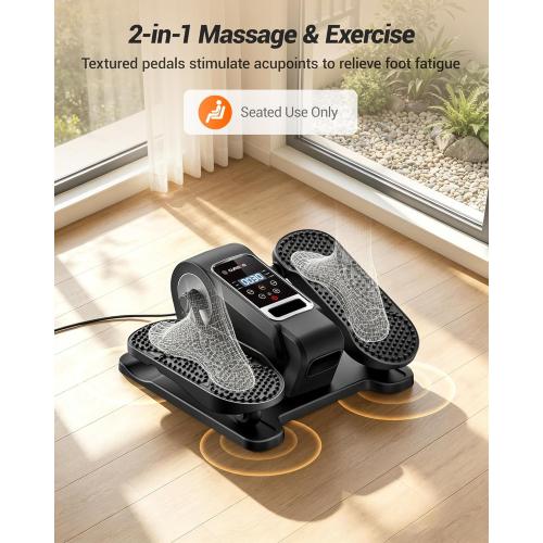 Under Desk Elliptical Machine, Electric Seated Pedal Exerciser, Quiet Leg Exerciser While Sitting for Seniors, Mini Portable Leg Exercise Machine with Remote, Adjustable 12-Speeds, Manual & Auto Mode