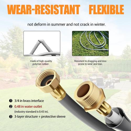 1/2 x 160 ft Retractable Hose Reel, Heavy Duty Retractable Garden Hose Reel Wall Mounted with 10-Pattern Hose Nozzle/Any Length Lock/Slow Return System/180°Swivel Bracket,Orange
