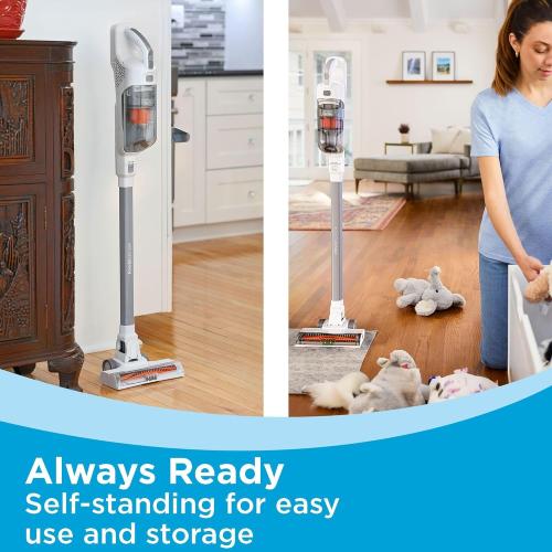 BLACK DECKER POWERSERIES  20V MAX Cordless Stick Vacuum Cleaner with LED Floor Lights, Bagless, Lightweight, Cordless Vacuum Cleaners for Home, Up to 44 Minutes, Powerful Suction, Gray (BHFEA520J)