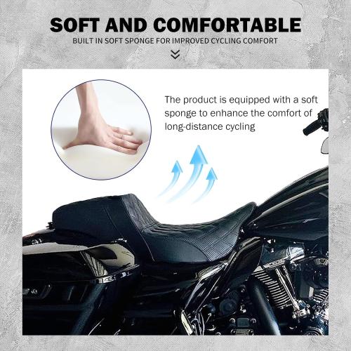 One-Piece Driver Passenger Seat Motorcycle 2-up Seat Fit for Harley Touring Electra Glide Road King Road Glide Street Glide 2009-2023 (Black Stitching)