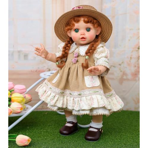 Reborn Baby Dolls – 18 Inch Realistic Reborn Toddler Doll Country-Inspired Girl with Braided Hair, Straw Hat & Floral Layered Dress, Gifts for 3  Year Old Girls, Collectors