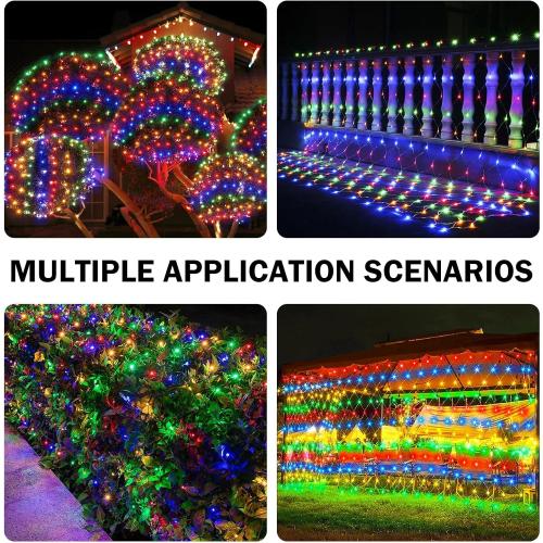 HeKation Christmas Net Lights Outdoor, 200 Led Christmas Bush Lights with 8 Modes, 6.6ft x 9.8ft, Timer, Connectable, Waterproof