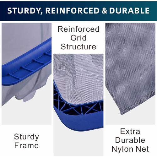 POOLAZA Pool Skimmer Net, Larger Capacity Pool Net Skimmer with Durable Deep Net, Sturdy Frame Pool Nets for Cleaning Effortlessly, High-Efficiency Pool Leaf Net with Easy Scoop Edges