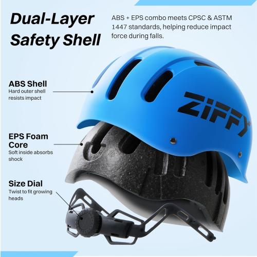 ZIFFY Kids/Toddler Bike Helmet, Adjustable, Lightweight, Safety Certified Scooter Helmet for Boys & Girls with Washable Inner Lining, 2 Sizes, 4 Colors – Fits Toddlers to Youth by Jova