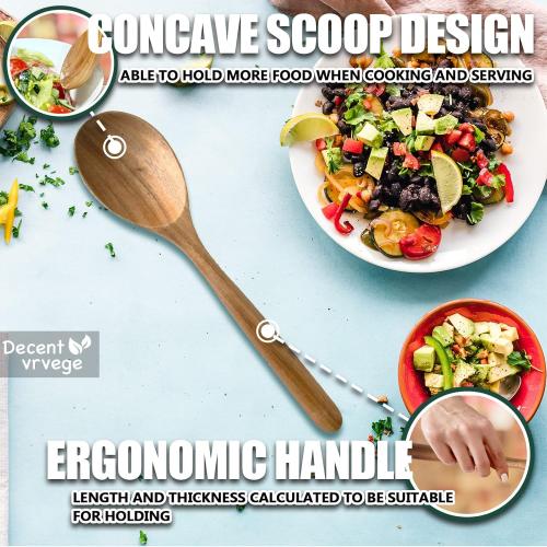 Wood Spoon, Healthy Acacia Wooden Cooking Spoons, Durable Kitchen Serving Spoon Scooper, Non Scratch Wood Ladle Tableware For Cooking, Serving Salad, Stirring Soup, Easy to use