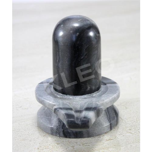 Size 3.5 Color Grey Natural Black Stone Shivalingam Shivling Shiv Ling Idol Statue Figurine for Home Decor and Pooja - 3.5 Inches