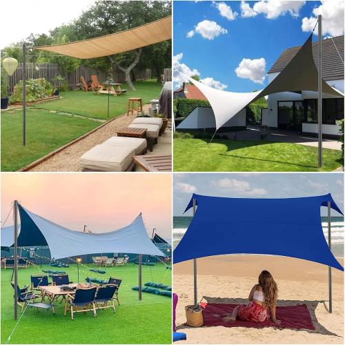 Shade Sail Poles Set of 2, 9FT Heavy Duty Stainless Steel Sun Shade Pole Kit, Adjustable Sail Shade Post Rustproof Outdoor Canopy Poles for Patio, Garden, Backyard 2 Packs