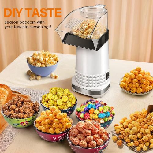 Popcorn Maker Machine 1200W, 4.5-Quart Air Popper Popcorn Maker, 2-Minute Oil-Free Hot Air Popcorn Popper, Easy Clean, No Unpopped Kernels, Healthy Family Snack