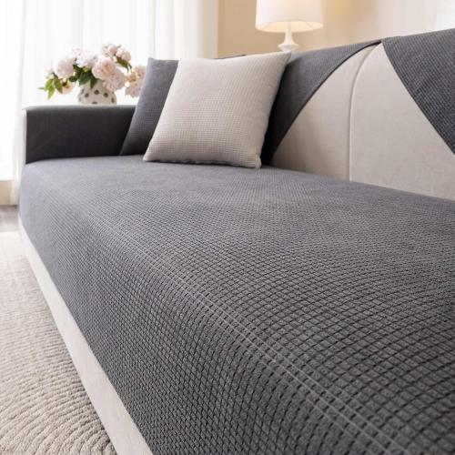 Solid Couch Cover Washable, Non Slip Sectional Sofa Covers for 3 Cushion Couch Sofa  Slipcover for Pets, Furniture Protector 1 pc