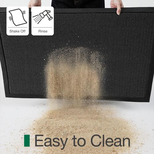 LUMI Front Door Mat for Outside Entrance 32''x47'', Heavy-Duty Dirt-Trapping Doormat with Durable Non-Slip Rubber Backing, Stain & Fade-Resistant Entry Mats, Black