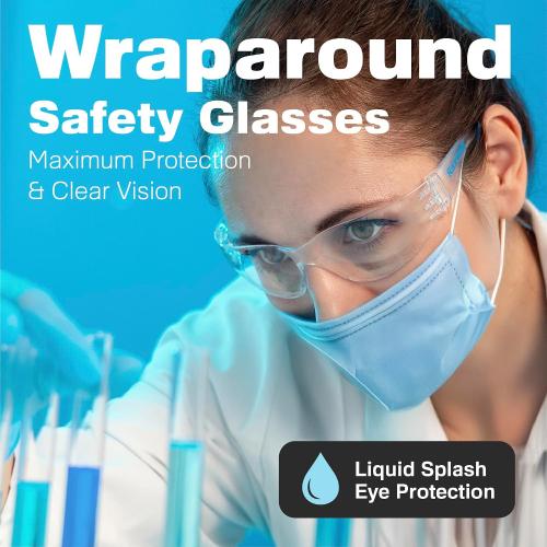 Raxwell Clear Safety Glasses, ANSI Z87.1 Certified Protective Eyewear,Wraparound Anti-Scratch Polycarbonate Lense