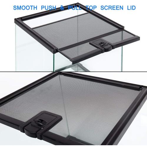 REPTIZOO Small Glass Tank 8 Gallon, Top Opening Terrarium 12 x 12 x 12 Leopard Gecko Tarantula Young Lizard Hermit Crab Frog Insects Breeding Tank