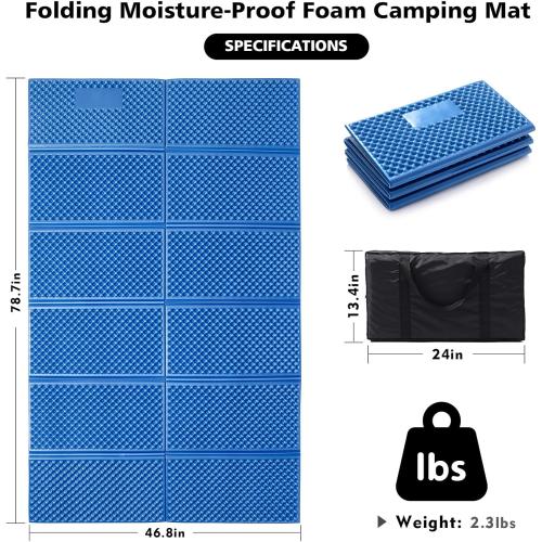 Color Blue Camping Foam Sleeping Pad Lightweight Closed Cell Folding Camping Mat Moisture-Proof Camping Mattress Portable for Outdoor Hiking Mountaineering