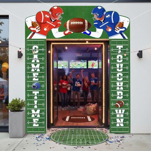 Gilprop 3 Pcs Football Party Decorations Porch Sign Banner Football Welcome Door Cover Banner for Birthday Decoration Party Favors Sports Game Theme Hanging Decor Indoor Outdoor