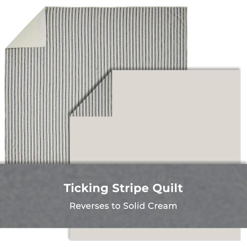 Piper Classics Market Place Blue Ticking Stripe QUEEN SIZE Quilt