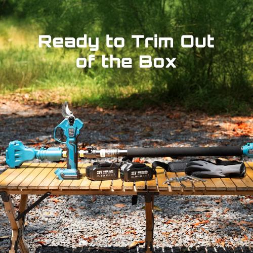 SEESII Pole Electric Pruning Shears: 1.8 Cutting Diameter 2-in-1 Cordless Power Pruner - Brushless Motor, Dual 4.0Ah Batteries, Extra SK5 Blade, 4 Modes Adjustable Branch Cutter for Garden Trimming