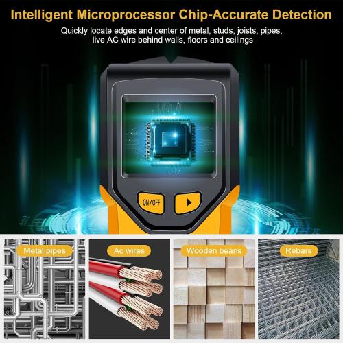 Stud Finder Wall Scanner - 5 in 1 Stud Finder Tool w/Smart Chip and HD LCD Display, Stud Detector Beam Finders for the Center and Edge of Wood AC Wire Metal Studs Joist Pipe