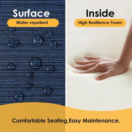 Set of 2 Size 24x24 Color Blue Outdoor Cushions for Patio Furniture Set of 2, 24x24 Water Repellent Chair Cushions Removable Seat Bottom & Back Cushion Covers for Chair, Sofa, Couch, Navy