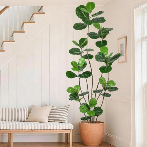 Artificial Fiddle Leaf Fig Tree 7FT- Tall Faux Tree with 54 Lifelike Leaves & 8 Heads, 84 Inch Large Ficus Lyrata Fake Potted Plant for Home Office Living Room Corner Porch Indoor Decor ‼️colors may vary ‼️has stains ❗️