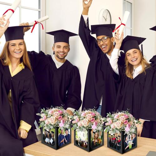 8 Pcs Graduation Box Centerpieces Decorations 6x4 Inch Photo Display Table Graduation Picture Frames Congrats Grad Party Favor for Grad Gifts Grad Party (Black)