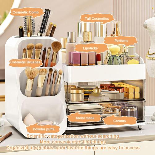 Cosmetic Display Case, Multi Compartment Skincare Storage Box Large Capacity Multi Layer Skincare Organizer for Lipsticks Skincare Makeup Tools