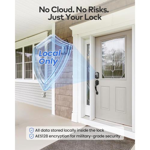 TEEHO TE012W WiFi Smart Lock, Fingerprint Door Lock with Built-in Wi-Fi, Keyless Entry Keypad Smart Deadbolt, App Remote Control, Alexa Compatible, IP55 Waterproof for Front Door – Matte Black