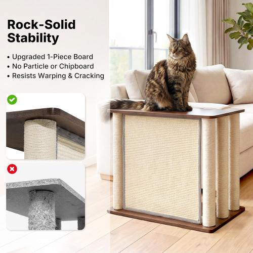 Veehoo Couch Protector from Cat Claws, Couch End Table with Cat Scratch Panel and Scratching Posts, Pet Corner Sofa Side Table Scratcher, Back Walnut, Left‼️used‼️