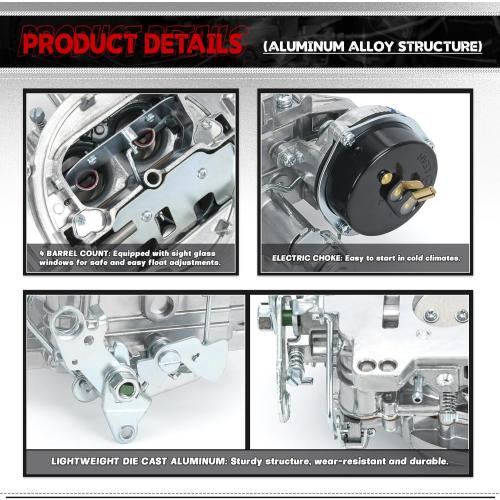 Carburetor 1906 AVS2 650 CFM 4-Barrel Carb with Electric Choke Satin Finish Replacement For Edelbrock 1906 AV2 Carburetor Square Flange New Annular Flow Booster