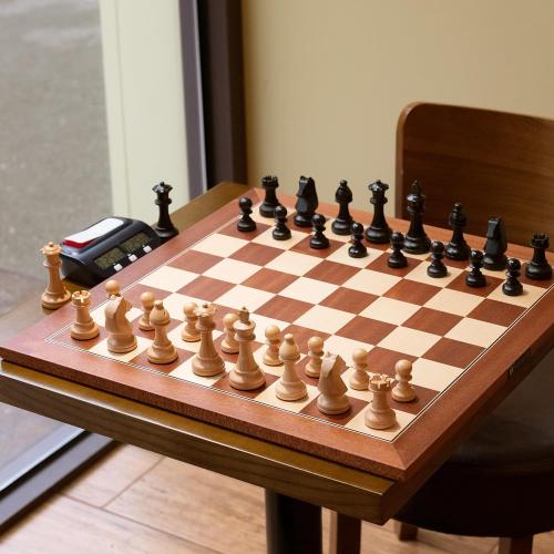 A&A 21.25 Professional Wooden Tournament Chess Board/Mahogany & Maple Inlaid / 2.25 Squares w/o Notation