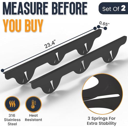 Pack of 2 Linda’s Essentials Stove Gap Covers Stainless Steel (2 Pack), 316 Stainless Steel Stove Gap Covers Heat Resistant Oven Gap Filler Seals Spaces Between Stovetop and Counter (23.4 Inches, Black (Steel))