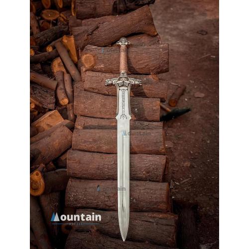 Mettleive | Conan The Barbarian Father Sword Full Tang Conan Real Atlantean Barbarian Destroyer Conquering Double Edge Two Sided Cold Steel Sword
