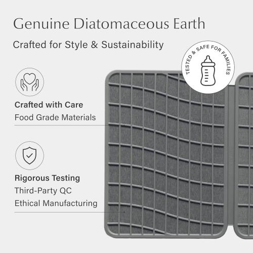 24.6 x 16.5 Dorai Home Dish Pad - Diatomaceous Earth Stone Drying Mat for Kitchen Counter - Quick Drying -Stone Dish Drying Mat for Kitchen - (24.6 x 16.5)