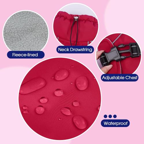 Dog Large Red Cold Weather Coats,Dog Winter Jackets for Large Dogs Warm Dogs Coat with Reflective Strips Waterproof Pet Snowsuit Thick Paded Pets Vest for Beagle Corgi Wine Red L