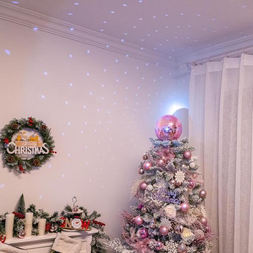 Pink Christmas Tree Topper 6 Inch Mirror Disco Ball Tree Topper, Cool and Fun Disco Ball for Xmas Tree Decorations, Ideal for DJ Club, Party, Wedding and Home Décor
