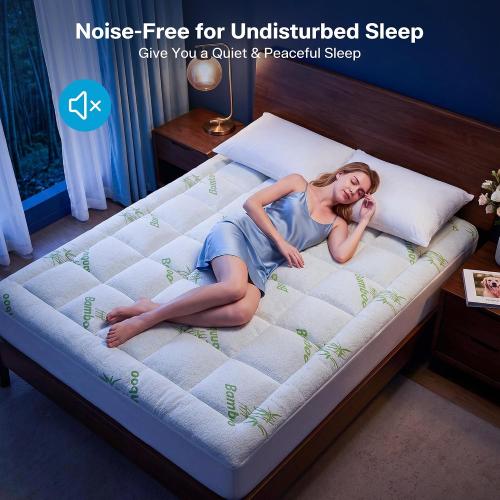 Waterproof Queen Size Mattress Topper Viscose Derived from Bamboo, Extra Thick Mattress Pad for Back Pain, Cooling Mattress Protector with Deep Pocket 8-21, Green,Queen
