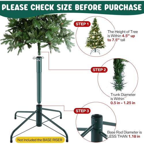 14.8 Christmas Tree Height Extender with 3 Fixing Screws, Fits 0.5-1.25 Inch Tree Poles, Make Christmas Tree Taller for 4.5 Ft to 7.5Ft Artificial Trees, Seasonal Indoor Decor (Green)