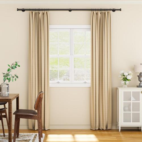 YaFex 2 Pack Heavy Duty Curtain Rods 32-90 Inch, 1 Inch Adjustable Black Curtain Rod for Windows, Long Window Treatment Rods Set with Aluminium Finials, Modern Design
