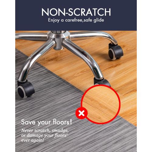 Office Chair Mat for Hardwood Floor Under Desk Computer Rolling Chair Mat for Wood/Tile Floor Non-Slip Heavy Duty Desk Rug PVC Plastic Hard Floor Protector 36 x 48 (Gray)