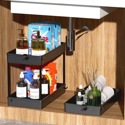 SPACEKEEPER Rolling Storage Cart 3 Tier Bathroom Cart Organizers with Wheels Laundry Room Organization Mobile Shelving Unit Utility Cart Storage Shelves Multi-Functional for Office, Home, Black