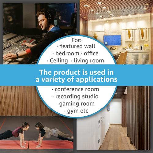 Size Large Color Brown Art3d 2 Wood Slat Acoustic Panels for Wall and Ceiling - 3D Fluted Sound Absorbing Panel with Wood Finish - Walnut